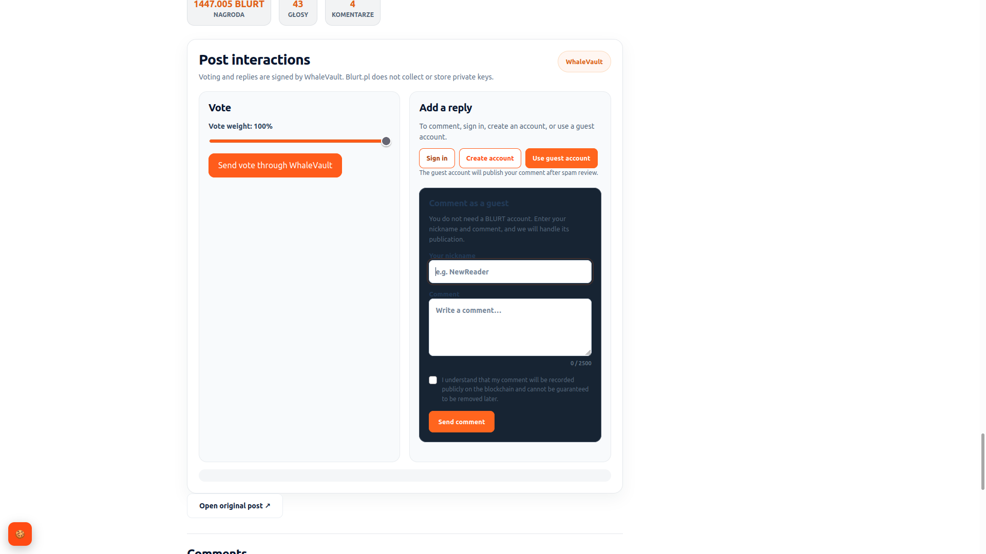 Commenting on BLURT Without an Account? Introducing Blurt Guest Gateway — A System Other Frontends Can Use Too!